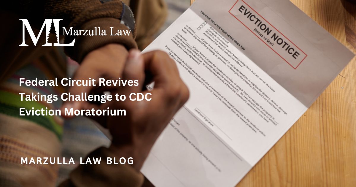 Federal Circuit Revives Takings Challenge to CDC Eviction Moratorium