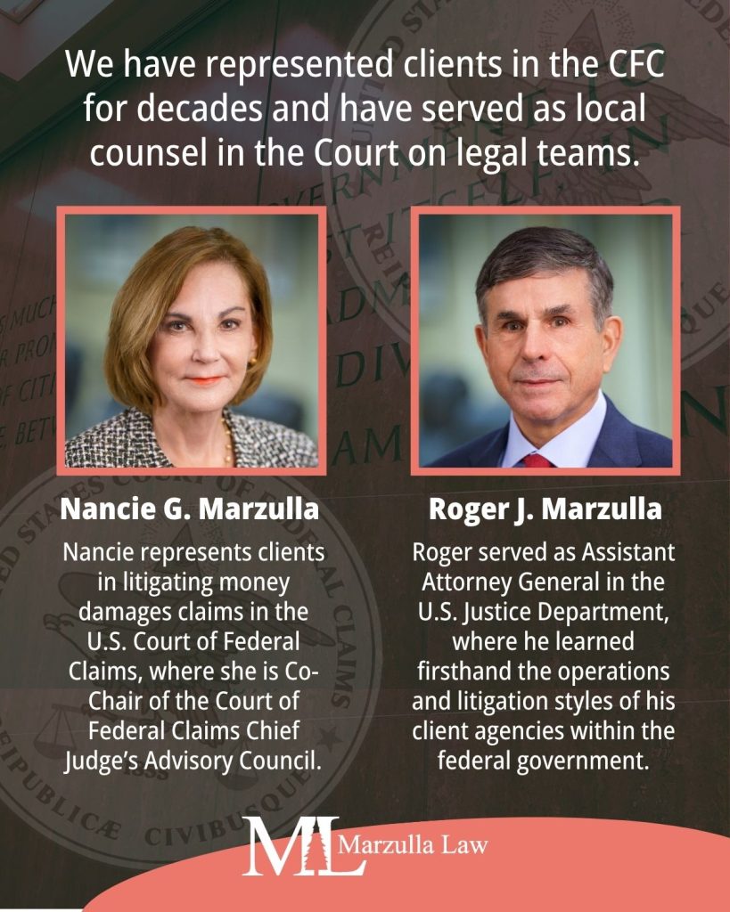 Slideshow by Marzulla Law explaining 8 reasons legal teams should hire local counsel for Court of Federal Claims litigation