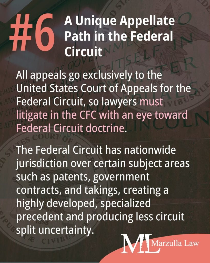 Slideshow by Marzulla Law explaining 8 reasons legal teams should hire local counsel for Court of Federal Claims litigation