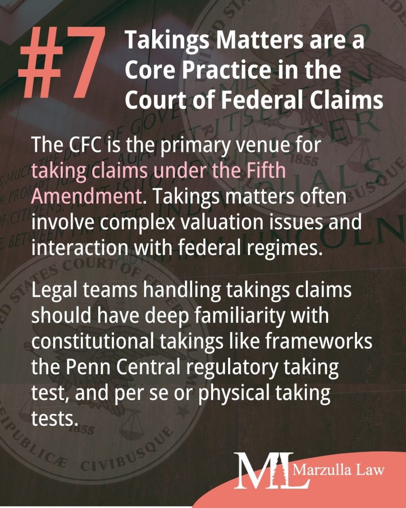 Slideshow by Marzulla Law explaining 8 reasons legal teams should hire local counsel for Court of Federal Claims litigation