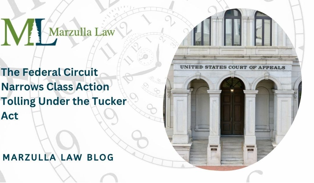 Federal Circuit building with ticking clock background